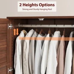 Armoire Wardrobe Closet With 2 Drawers,72" Wooden Tall Clothing Wardrobe Cabinet With Hanging Rod, Armoire With Doors Adjustable Shelves For Bedroom 10 Armoire Wardrobe Closet With 2 Drawers,72" Wooden Tall Clothing Wardrobe Cabinet With Hanging Rod, Armoire With Doors Adjustable Shelves For Bedroom -Garvee Sales GUEST 9416c2f5 b3fc 4b93 b40c a750bf00ec02