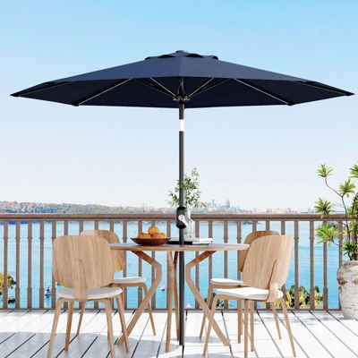 9' Outdoor Patio Umbrella, Outdoor Table Umbrella, Yard Umbrella, Market Umbrella With 8 Sturdy Ribs, Push Button Tilt And Crank 12 9' Outdoor Patio Umbrella, Outdoor Table Umbrella, Yard Umbrella, Market Umbrella With 8 Sturdy Ribs, Push Button Tilt And Crank - Image 12