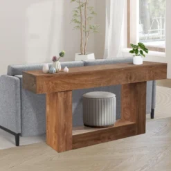 63" Long Console Table For Entryway, Wood Rectangular Sofa Table Behind The Couch, Farmhouse Entryway Tables For Entrance,Hallway,Living Room,Foyer -Garvee Sales GUEST 94666027 7a48 4cee 8559 2e2a7ae66f3c