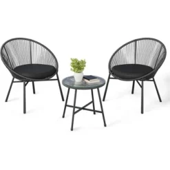 3 Pieces Outdoor Acapulco Chair Patio Bistro Set With Glass Top Table, Modern Patio Conversation Chairs Set Of 2 For Balcony, Garden, Backyard 18 3 Pieces Outdoor Acapulco Chair Patio Bistro Set With Glass Top Table, Modern Patio Conversation Chairs Set Of 2 For Balcony, Garden, Backyard -Garvee Sales GUEST 94693021 a905 48a2 ae87 3e123e9e3d2e