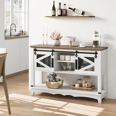 Entryway Table With Cabinet, Farmhouse Console Sofa Table With Storage, Rustic Sofa Table With Sliding Barn Doors, Console Table With Open Shelf 7 Entryway Table With Cabinet, Farmhouse Console Sofa Table With Storage, Rustic Sofa Table With Sliding Barn Doors, Console Table With Open Shelf - Image 7