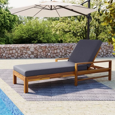 Wood Adjustable Backrest Outdoor Lounge Chair, Suitable For Gardens, Terraces And Poolside Areas 10 Wood Adjustable Backrest Outdoor Lounge Chair, Suitable For Gardens, Terraces And Poolside Areas - Image 10