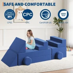 Kids Couch For Building Fort Toy,22pcs DIY Toddler Sofa,Velvet Toddler Futon Sofa Bed For Playroom, Bedroom,Grey -Garvee Sales GUEST 9521ab43 e39a 428b 99c8 7dc93b06ee47
