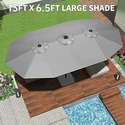 13ft Double-Sided Patio Umbrella, UV99% Protection, Fade-Resistant Outdoor Market Umbrella With Crank Handle, Alloy Steel Frame (No Base Included) 5 13ft Double-Sided Patio Umbrella, UV99% Protection, Fade-Resistant Outdoor Market Umbrella With Crank Handle, Alloy Steel Frame (No Base Included) - Image 5