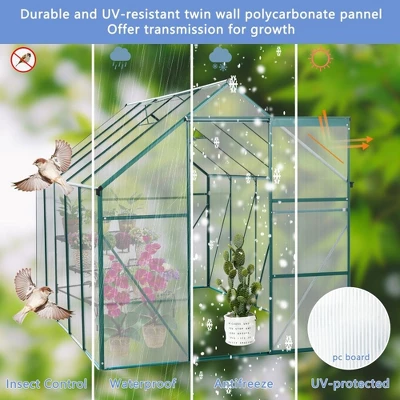 Greenhouses For Outdoors, Walk In Greenhouse With Adjustable Roof, Drainage System & Galvanized Base, Rust-proof Greenhouse For Backyard 2 Greenhouses For Outdoors, Walk In Greenhouse With Adjustable Roof, Drainage System & Galvanized Base, Rust-proof Greenhouse For Backyard - Image 2