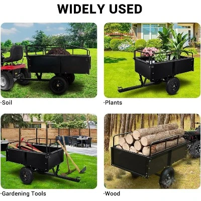 750Lb Heavy Duty Utility Trailer W/Removable Sides, 15 Cu.Ft ATV/Garden Dump Cart, Pneumatic Tires For Lawn Mowers, Tractors, Farm (Black/Yellow) 3 750Lb Heavy Duty Utility Trailer W/Removable Sides, 15 Cu.Ft ATV/Garden Dump Cart, Pneumatic Tires For Lawn Mowers, Tractors, Farm (Black/Yellow) - Image 3