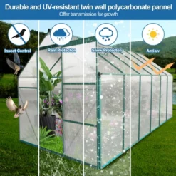 6x12FT Polycarbonate Greenhouse, Heavy Duty Aluminum Walk-in Greenhouses With Sliding Door & Raised Base, Plant Greenhouse For Outdoor Garden Backyard 16 6x12FT Polycarbonate Greenhouse, Heavy Duty Aluminum Walk-in Greenhouses With Sliding Door & Raised Base, Plant Greenhouse For Outdoor Garden Backyard -Garvee Sales GUEST 958d817a c093 4b4b 8c24 f47eb373f890