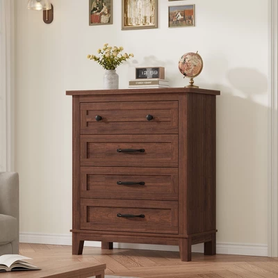Garvee 4 Dresser For Bedroom, 34.8" Tall Drawer Dresser With Storage Freestanding, Wooden Closet Storage Chest For Living Room, Bedroom 10 Garvee 4 Dresser For Bedroom, 34.8" Tall Drawer Dresser With Storage Freestanding, Wooden Closet Storage Chest For Living Room, Bedroom - Image 10