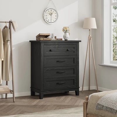 Garvee 4 Dresser For Bedroom, 34.8" Tall Drawer Dresser With Storage Freestanding, Wooden Closet Storage Chest For Living Room, Bedroom 7 Garvee 4 Dresser For Bedroom, 34.8" Tall Drawer Dresser With Storage Freestanding, Wooden Closet Storage Chest For Living Room, Bedroom - Image 7