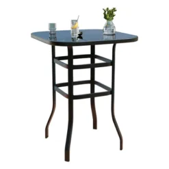 Garvee Outdoor Square Bar Table With Tempered Glass Top, Metal Frame Pub Height Bistro Table For Balcony, Patio, Poolside 9 Garvee Outdoor Square Bar Table With Tempered Glass Top, Metal Frame Pub Height Bistro Table For Balcony, Patio, Poolside -Garvee Sales GUEST 9622ba76 c6ea 45f3 98e8 683a630b0a5c