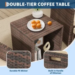 GARVEE 5 Piece Patio Furniture Set, PE Wicker Lounge Chairs With Soft Cushions, All Weather Design With Ottoman & Coffee Table, Outdoor -Garvee Sales GUEST 96255aa7 c1d7 4cf0 a8a8 281e40af5e88