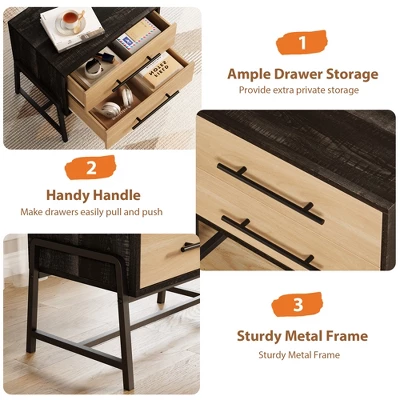 Whizmax Nightstand With Drawer Bedside Table With Metal Frame 4 Whizmax Nightstand With Drawer Bedside Table With Metal Frame - Image 4