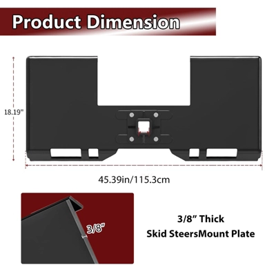 3/8" Skid Steer Attachment Plate With Removable Hitch Receiver, Heavy Duty Thick Skid Steer Mount Plate, Universal Quick Attach Plate 3 3/8" Skid Steer Attachment Plate With Removable Hitch Receiver, Heavy Duty Thick Skid Steer Mount Plate, Universal Quick Attach Plate - Image 3