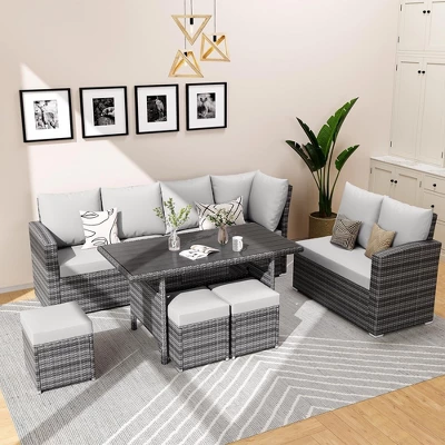 7 Piece Outdoor Sectional Sofa With Dining Table 7 7 Piece Outdoor Sectional Sofa With Dining Table - Image 7