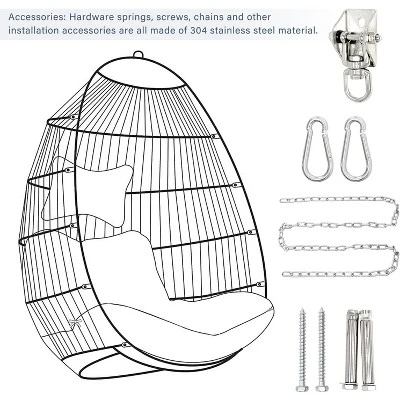 Outdoor Garden Rattan Egg Swing Chair Hanging Chair For Patio, Porch, Bedroom, Garden, Courtyard, Balcony 6 Outdoor Garden Rattan Egg Swing Chair Hanging Chair For Patio, Porch, Bedroom, Garden, Courtyard, Balcony - Image 6