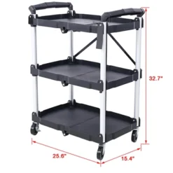 3 Layers Cart Fold Up Rolling Cart Service Trolley For Office Warehouse 50 Pounds Load Capacity Per Shelf -Garvee Sales GUEST 96ef821d f42f 4993 aa79 8eb899232508