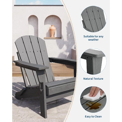 Folding Adirondack Chairs Set Of 2 With Side Table - HDPE Poly Lumber, 380lb Capacity & Weather-Resistant For Patio, Fire Pit 1 Folding Adirondack Chairs Set Of 2 With Side Table - HDPE Poly Lumber, 380lb Capacity & Weather-Resistant For Patio, Fire Pit
