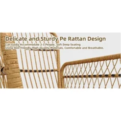 3 Piece Outdoor Wicker Patio Bistro Set, Rattan Conversation Set With Glass Top Coffee Table And Cushioned Chairs, All-Weather Balcony Furniture Set 15 3 Piece Outdoor Wicker Patio Bistro Set, Rattan Conversation Set With Glass Top Coffee Table And Cushioned Chairs, All-Weather Balcony Furniture Set -Garvee Sales GUEST 974b89c3 4c1e 427e 98fa bd2c3ac393a6