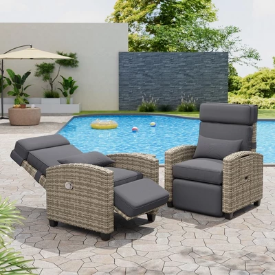 Outdoor Recliner Chair With Cushion/Side Table, Patio Reclining Chairs With Adjustable Back And Footrest, Garden Lounge Furniture 5 Outdoor Recliner Chair With Cushion/Side Table, Patio Reclining Chairs With Adjustable Back And Footrest, Garden Lounge Furniture - Image 5