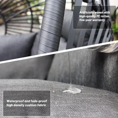 Outdoor Egg Chair, Hanging Egg Chair With Big Size Seat, Cushion, Large Base, Handcraft Weaving Swing Egg Chair For Courtyard, Garden 5 Outdoor Egg Chair, Hanging Egg Chair With Big Size Seat, Cushion, Large Base, Handcraft Weaving Swing Egg Chair For Courtyard, Garden - Image 5