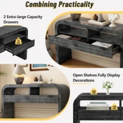 52" Console Table With 2 Drawers, Wooden Entryway Table With Open Shelf, Accent Sofa Table, Behind Couch Table For Living Room Hallway -Garvee Sales GUEST 9813e562 2d9d 4c49 ada8 5d691d36a167