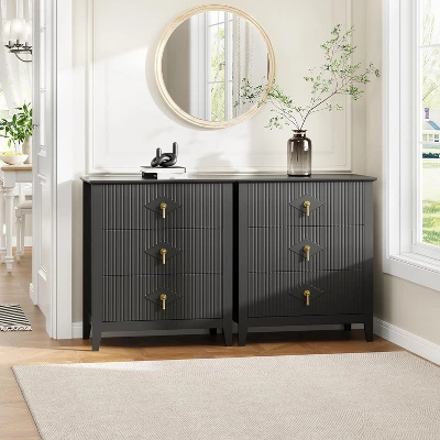Modern Fluted Dresser, 3/5/6/7 Drawer Wood Dresser For Bedroom, Modern Chest Of Drawers, Storage Organizer Cabinet For Living Room, Entryway 6 Modern Fluted Dresser, 3/5/6/7 Drawer Wood Dresser For Bedroom, Modern Chest Of Drawers, Storage Organizer Cabinet For Living Room, Entryway - Image 6