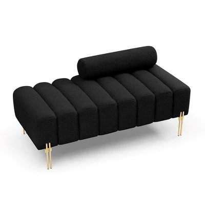 53.2”End Of Bed Bench, Upholstered 2 Seat Sofa Couch, Entryway Ottoman Bench With Metal Legs, Fuzzy Long Bench For Living Room Bedroom Shops 2 53.2”End Of Bed Bench, Upholstered 2 Seat Sofa Couch, Entryway Ottoman Bench With Metal Legs, Fuzzy Long Bench For Living Room Bedroom Shops - Image 2