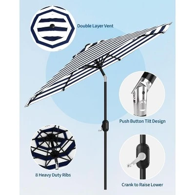 9FT Patio Umbrella Outdoor, Market Umbrella, Table Umbrella With Push Button, 8 Sturdy Ribs UV Protection Waterproof For Garden, Pool 1 9FT Patio Umbrella Outdoor, Market Umbrella, Table Umbrella With Push Button, 8 Sturdy Ribs UV Protection Waterproof For Garden, Pool