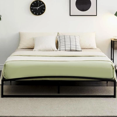 Low Bed Frame, 6 Inch California King Size Metal Platform Bed Frame With Arch Design, Heavy Duty Bed Frame, No Box Spring Needed, Black 3 Low Bed Frame, 6 Inch California King Size Metal Platform Bed Frame With Arch Design, Heavy Duty Bed Frame, No Box Spring Needed, Black - Image 3