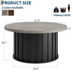 Garvee Round Coffee Table, Mid Century Modern Coffee Table With Metal Base, 31.9" Fluted Center Table For Living Room, Home Small Space, 11 Garvee Round Coffee Table, Mid Century Modern Coffee Table With Metal Base, 31.9" Fluted Center Table For Living Room, Home Small Space, -Garvee Sales GUEST 9953e4ab c6d2 4781 b74b 9e66840b9d29