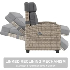 Outdoor Recliner Chair W/Adjustable Backrest+Footrest, 150° Lay Flat Rattan Patio Recliner With Air Pump+Flip-Up Table+Removable Cushion 12 Outdoor Recliner Chair W/Adjustable Backrest+Footrest, 150° Lay Flat Rattan Patio Recliner With Air Pump+Flip-Up Table+Removable Cushion -Garvee Sales GUEST 9998b643 7630 4f4a a1c8 23d14ede0693