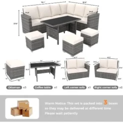 7-Piece Outdoor Patio Furniture Set – Rattan Chairs With Ottoman & Wood Coffee Table, Wicker Sectional Conversation Sofa In Beige 12 7-Piece Outdoor Patio Furniture Set – Rattan Chairs With Ottoman & Wood Coffee Table, Wicker Sectional Conversation Sofa In Beige -Garvee Sales GUEST 99af12bb 82be 41d1 8e40 5dffa7a64e39