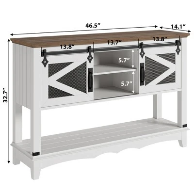 Entryway Table With Cabinet, Farmhouse Console Sofa Table With Storage, Rustic Sofa Table With Sliding Barn Doors, Console Table With Open Shelf 2 Entryway Table With Cabinet, Farmhouse Console Sofa Table With Storage, Rustic Sofa Table With Sliding Barn Doors, Console Table With Open Shelf - Image 2