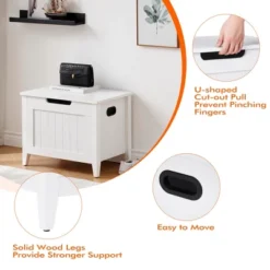 Whizmax Storage Bench - Entryway Shoe Bench With Seat Cushion & 2 Safety Hinges, Multi-Use Chest For Living Room, Bedroom, White 13 Whizmax Storage Bench - Entryway Shoe Bench With Seat Cushion & 2 Safety Hinges, Multi-Use Chest For Living Room, Bedroom, White -Garvee Sales GUEST 9a801dc2 7358 4ffc 8099 50f141123971