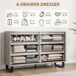 Garvee 6 Dresser For Bedroom, 47.2" Wide Dresser, Freestanding Vertical Drawer Cabinet With Storage, Wooden Closet Storage Chest For Bedroom 15 Garvee 6 Dresser For Bedroom, 47.2" Wide Dresser, Freestanding Vertical Drawer Cabinet With Storage, Wooden Closet Storage Chest For Bedroom -Garvee Sales GUEST 9ab23269 b855 4cda b7e1 741e4381ffd3