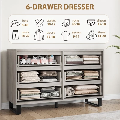 Garvee 6 Dresser For Bedroom, 47.2" Wide Dresser, Freestanding Vertical Drawer Cabinet With Storage, Wooden Closet Storage Chest For Bedroom 6 Garvee 6 Dresser For Bedroom, 47.2" Wide Dresser, Freestanding Vertical Drawer Cabinet With Storage, Wooden Closet Storage Chest For Bedroom - Image 6