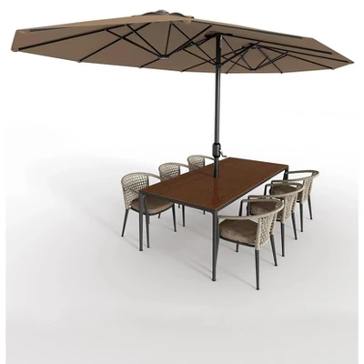 13ft Double-Sided Patio Umbrella With Crank Lift, UPF 50+, All-Weather, (Without Base) 8 13ft Double-Sided Patio Umbrella With Crank Lift, UPF 50+, All-Weather, (Without Base) - Image 8