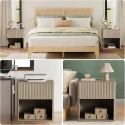Fluted Nightstands Set 2, Side Tables, Modern Mid Century End Table With Drawer, Farmhouse Bed Side Tables For Bedroom Living Room Sofa Couch, Grey 10 Fluted Nightstands Set 2, Side Tables, Modern Mid Century End Table With Drawer, Farmhouse Bed Side Tables For Bedroom Living Room Sofa Couch, Grey -Garvee Sales GUEST 9b3f9310 ffca 4e3b b79e dfaf66d96ee8