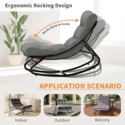 Outdoor Papasan Rocking Chair With Thick Waterproof Cushion, Heavy Duty Metal Rocker Chair,Comfy Lounge Chair For Indoor Living Room, Patio, Garden 10 Outdoor Papasan Rocking Chair With Thick Waterproof Cushion, Heavy Duty Metal Rocker Chair,Comfy Lounge Chair For Indoor Living Room, Patio, Garden -Garvee Sales GUEST 9b3fbe2e 4862 4c5b 9b99 0a979a0652cf