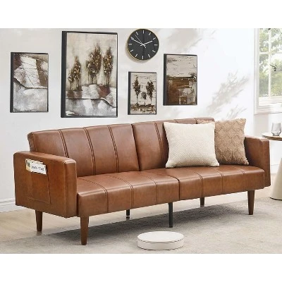 75" Futon Sofa Bed, Mid-Century Modern Futon Couch, Convertible Sleeper Sofa With Adjustable Backrest, Loveseat 3 75" Futon Sofa Bed, Mid-Century Modern Futon Couch, Convertible Sleeper Sofa With Adjustable Backrest, Loveseat - Image 3