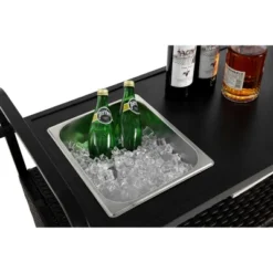 Outdoor Bar Table, Wicker Bar Cart With Cabinet, Patio Serving Cart With Steel Top, With A Ice Bucket, Lockable Wheels, Side Basket 12 Outdoor Bar Table, Wicker Bar Cart With Cabinet, Patio Serving Cart With Steel Top, With A Ice Bucket, Lockable Wheels, Side Basket -Garvee Sales GUEST 9c14b074 97b7 48ae b308 2af792eaa778