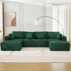 Oversized U-Shaped Cloud Couch, 137" Corduroy Modular Sectional Sofa With Chaise, No Assembly Required, Deep Seat, Compression Foam Sofa -Garvee Sales GUEST 9c31af0b 65d3 4d26 bc55 deafde552768