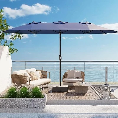 15ft Large Patio Umbrella With Base - Rectangular Patio Umbrella With Crank Handle, UV Protection For Outdoor Market, Backyard, Pool 8 15ft Large Patio Umbrella With Base - Rectangular Patio Umbrella With Crank Handle, UV Protection For Outdoor Market, Backyard, Pool - Image 8