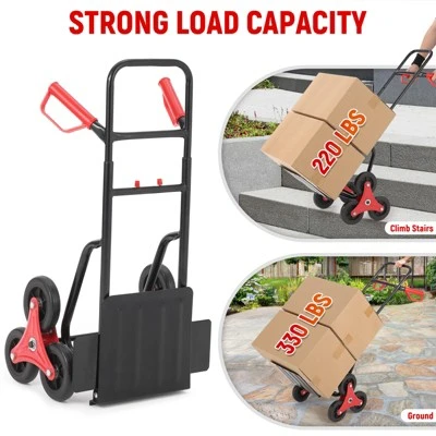 Stair Climbing Dolly, 330 Lbs Weight Capacity, Foldable Hand Truck With 6 Rubber Wheels 2 Stair Climbing Dolly, 330 Lbs Weight Capacity, Foldable Hand Truck With 6 Rubber Wheels - Image 2