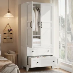 Armoire Wardrobe Closet With 2 Drawers,72" Wooden Tall Clothing Wardrobe Cabinet With Hanging Rod, Armoire With Doors Adjustable Shelves For Bedroom 15 Armoire Wardrobe Closet With 2 Drawers,72" Wooden Tall Clothing Wardrobe Cabinet With Hanging Rod, Armoire With Doors Adjustable Shelves For Bedroom -Garvee Sales GUEST 9dd00b9c e0af 470c bb24 1c181ad2f6c5