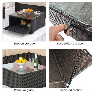 Garvee 6-Piece Outdoor Patio Furniture Set With Modern Rattan Wicker, Rattan Daybed With Retractable Canopy For Garden, Deck, And Backyard 4 Garvee 6-Piece Outdoor Patio Furniture Set With Modern Rattan Wicker, Rattan Daybed With Retractable Canopy For Garden, Deck, And Backyard - Image 4