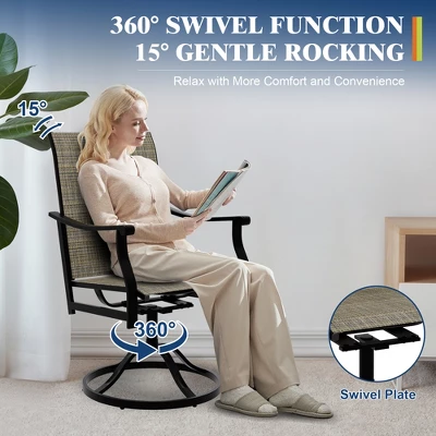 Outdoor Swivel Dining Chairs With Textilene Breathable Back, Swivel Patio Dining Chairs Set Of 8, SwivelPatio SlingChairs Set For Poolside Lawn Garde 2 Outdoor Swivel Dining Chairs With Textilene Breathable Back, Swivel Patio Dining Chairs Set Of 8, SwivelPatio SlingChairs Set For Poolside Lawn Garde - Image 2