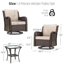 3 Pieces Outdoor Wicker Swivel Rocker Patio Set, 360-Degree Swivel Rocking Chair Elegant Wicker Patio Bistro Set With Tempered Glass Top Side Table 13 3 Pieces Outdoor Wicker Swivel Rocker Patio Set, 360-Degree Swivel Rocking Chair Elegant Wicker Patio Bistro Set With Tempered Glass Top Side Table -Garvee Sales GUEST 9e667030 00f1 4bfd 992a ceb309557b09