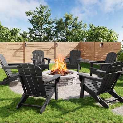 Folding Adirondack Chairs Set Of 6 - HDPE Poly Lumber, 380lb Capacity & Weather-Resistant For Patio, Pool 8 Folding Adirondack Chairs Set Of 6 - HDPE Poly Lumber, 380lb Capacity & Weather-Resistant For Patio, Pool - Image 8