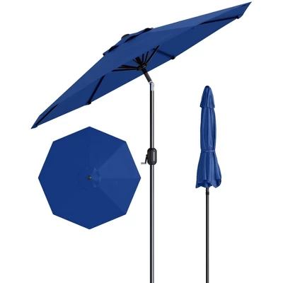 7.5FT Outdoor Patio Umbrella With 6 Sturdy Ribs, Table Umbrella With Push Button Tilt And Crank, UV Protection Waterproof (Navy Blue) 7 7.5FT Outdoor Patio Umbrella With 6 Sturdy Ribs, Table Umbrella With Push Button Tilt And Crank, UV Protection Waterproof (Navy Blue) - Image 7